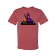 thumbnail image 2 of Neon Retro Rainbow DJ MC Hip Hop Cat | Mens Cat Lover Graphic T-Shirt, Vintage Heather Red, Large, 2 of 4