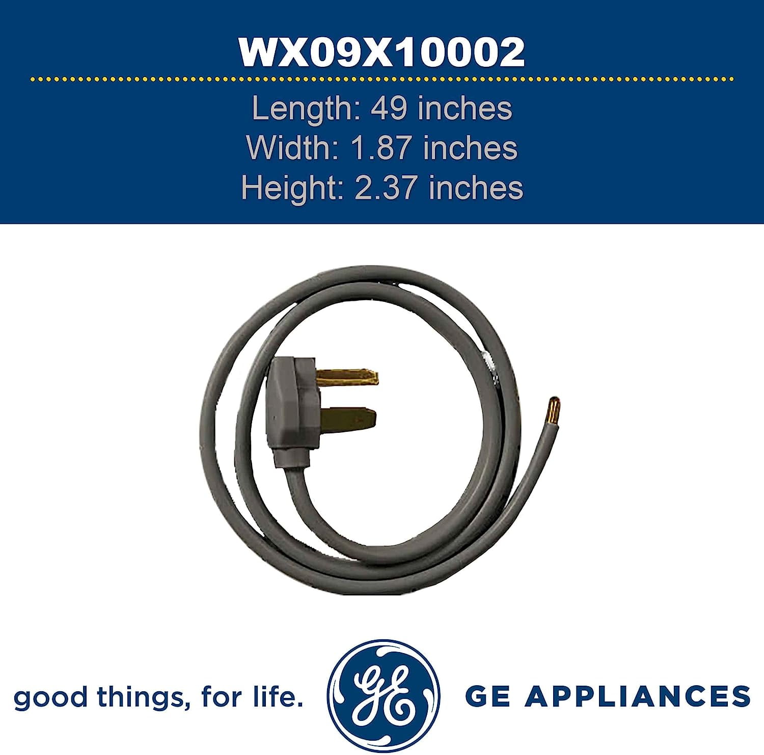 GE 4' 30amp 3 Wire Dryer Cord