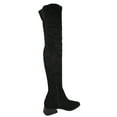 thumbnail image 3 of Soda Women Over Knee Thigh High Boots Side Zipper Block Heels Pointed-Toe Back Elastic DEENA-H Suede Black 5.5, 3 of 4