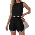 thumbnail image 2 of Women's Outfits Sets Cropped Tank Tops Shorts for Casual Vacation Black S, 2 of 10