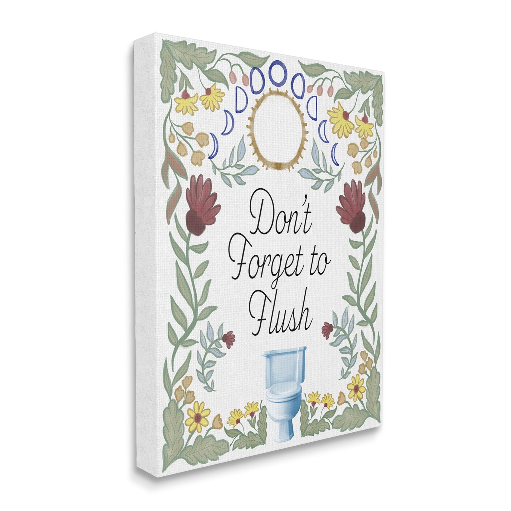 Stupell Industries Floral Bathroom Phrase Typography Painting Gallery Wrapped Canvas Print Wall Art, 36 x 48