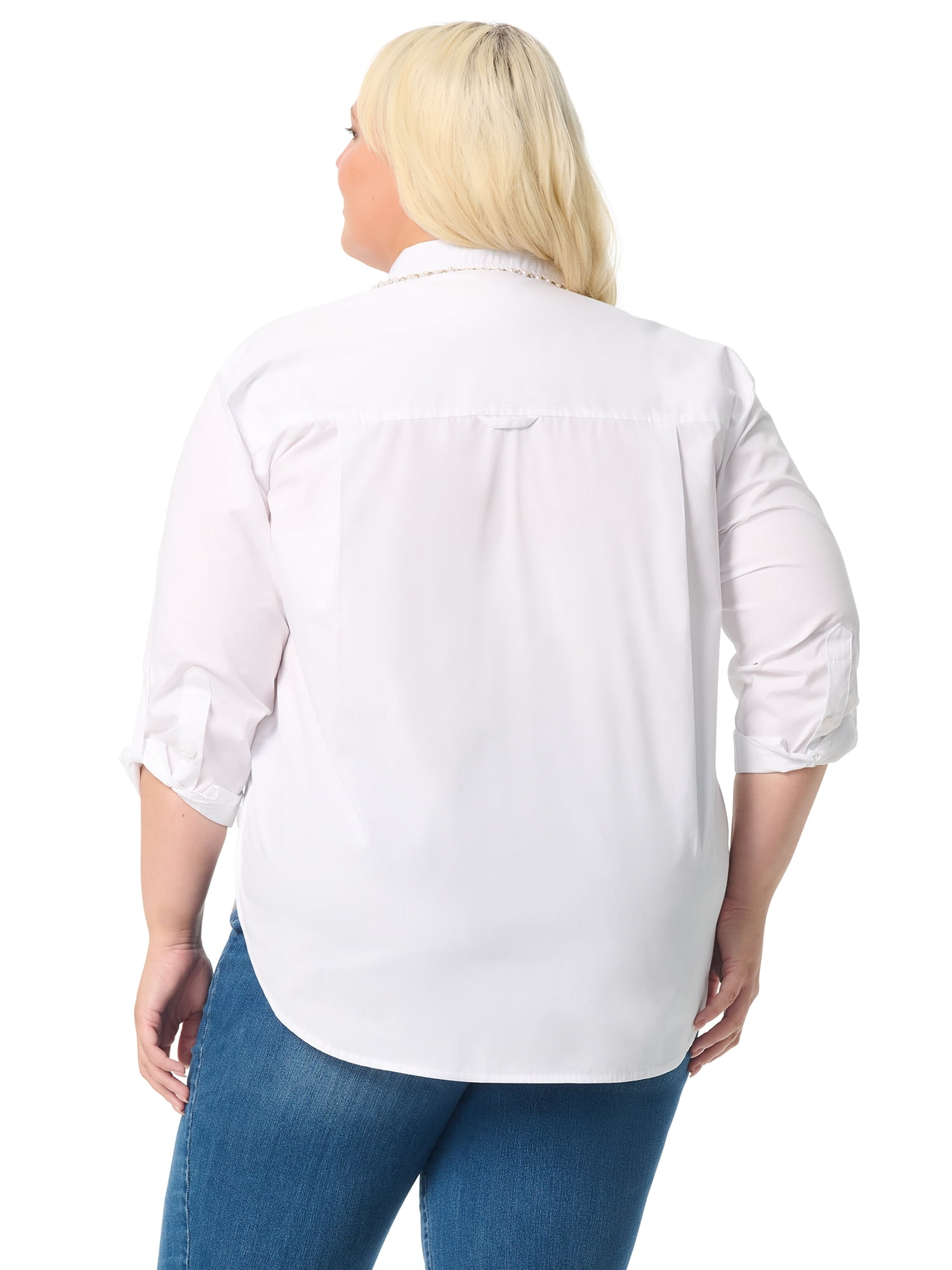 Gloria Vanderbilt Swan Series Women's Plus Amanda Shirt with Embellished Collar, Sizes 0X-4X