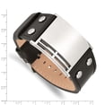 thumbnail image 4 of Stainless Steel Bracelet Contemporary Men's 35 mm 9.25 in Polished Black Leather Adjustable Buckle 9.25in, 4 of 5