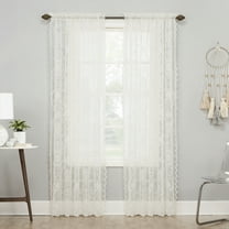 No. 918 Ariella Floral Lace Rod Pocket Curtain Panel, 58"x84", Ivory