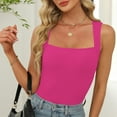 thumbnail image 3 of Hot days, bold styles Olyvenn Square Neck Tops for Women Sleeveless Summer Tank Top Rib Knit Slim Fit Workout Shirts 2025 Trendy Clothes Outfits Hot Pink XXL, 3 of 8