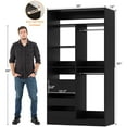 thumbnail image 5 of iSunirm 72" Closet System 2-Piece Set, Walk-in Closet System with 6 Drawers & 4 Hanging Rods, Heavy Duty Wardrobe Closet with Open Storage Shelves, for Bedroom/Closet, 72"L x 16"W x 80"H, Black, 5 of 9
