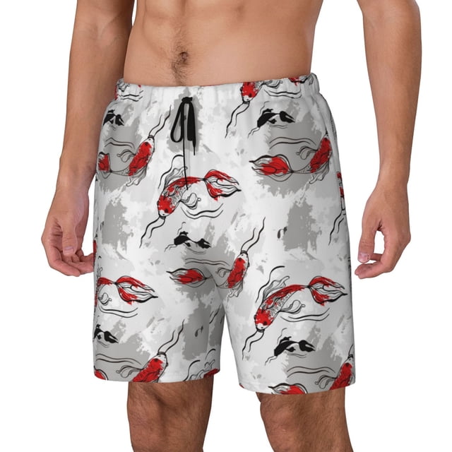 Fotbe Koi Fish Traje de Baño para Hombre – Shorts de Natación de Secado Rápido con Forro y Bolsillos-Small
