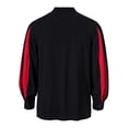 thumbnail image 3 of Mens T-shirts Men's Casual Loose Fit Stand Collar Shirt With Tie Detail Color Block Design For Daily Wear Comfortable Non Stretch Fabric All Season Mod Bod Tops Long Sleeve Shirt Men Red 3XL, 3 of 6
