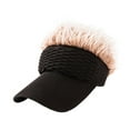 thumbnail image 3 of KiBcsLic Sun Visor Cap with Fake Hair Outdoor Beach Portable Fashionable Baseball Hat Black and Coffee, 3 of 9