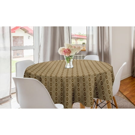 

Abstract Round Tablecloth Illustration of Classical Geometric Formations in Monotone Earthy Tone Circle Table Cloth Cover for Dining Room Kitchen Decor 60 Beige and Chocolate by Ambesonne