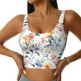 thumbnail image 3 of Goofa Lilies Flowers Printed Sports Bras for Women, High Impact Running Bra Workout Crop Tank Tops Longline Sports Bra Push up-Small, 3 of 9