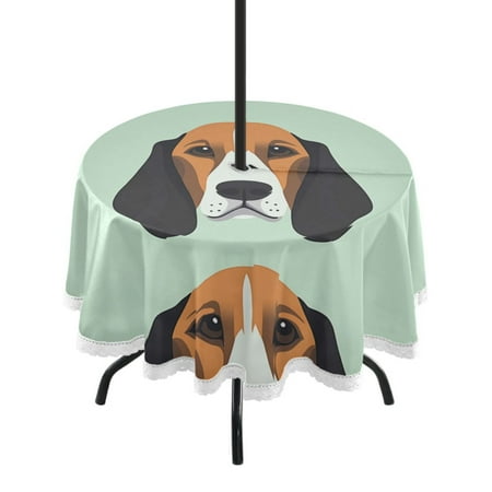 

Round Tablecloth 60*60 Inches Round Tablecloth Outdoor Style Tablecloth With Umbrella Holes Tablecloth Outdoor Suitable For Kitchens and Dining Rooms Cool Cartoon Dog Face