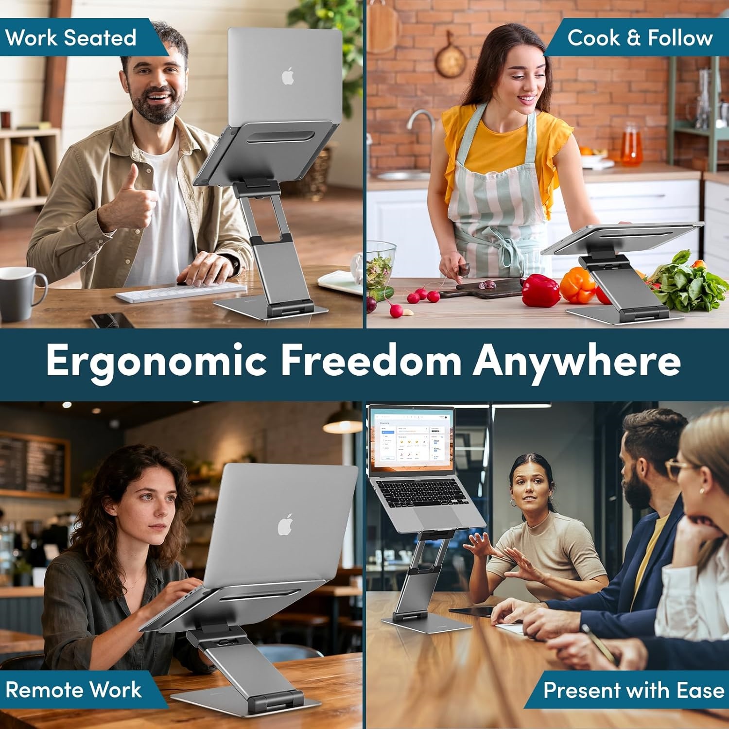 Ergonomic Adjustable Laptop Stand for Desk - Height Up to 20" Portable Computer Laptop Riser Holder, Fits All Inches Laptops, Back to School Gift for Men & Women