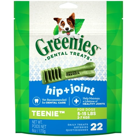 Greenies Hip and Joint Teenie Dental Dog Treats, 6 oz Pack (22 Count)