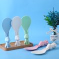 thumbnail image 4 of Cuchara de paleta de arroz antiadherente para cocina, pala con forma de conejo de pie, cuchara para cenar, juego de 3 uds.-azul, rosa, verde, 4 of 5