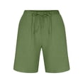 thumbnail image 2 of Cotton Linen Shorts for Men with Drawstring Elastic Waist Shorts with Pockets Flat Front Linen Shorts Cotton Linen Breathable Summer Vacation Casual Wear,Green 2XL, 2 of 4