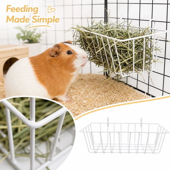 Rdausd Rabbit Hay Feeder, Metal Wire Hanging Hay Rack for Guinea Pig Bunny Chinchilla, Waste-Saving Grass Dispenser for Small Pet Cage or Hutch Everyday Use