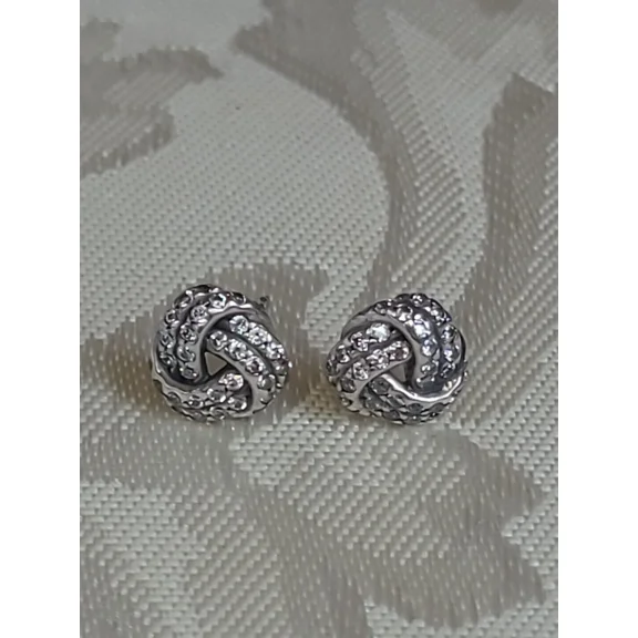 2 Ct Simulated Diamond Love Knot Stud Earrings in Sterling Silver