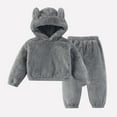 thumbnail image 2 of newwalpole Girls Fuzzy Pants Set Fluffy 2 Piece Outfits Bear Ear Hoodie Sweatshirt Fleece Sweatsuit Kids Clothing Sets Gray for Size 3-4 Years, 2 of 7