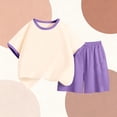 thumbnail image 4 of FSYBOA Girls Casual Outfit Sets, Crewneck Relaxed Summer 2 Piece Kids Clothing Set Purple Size 9-10T, 4 of 4