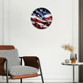 thumbnail image 3 of 12 Inch Wall Clock Battery Operated Silent Clock Decorative for Office, Kitchen, Outdoor, Living Room，Closeup of Ruffled American Flag Art, 3 of 4
