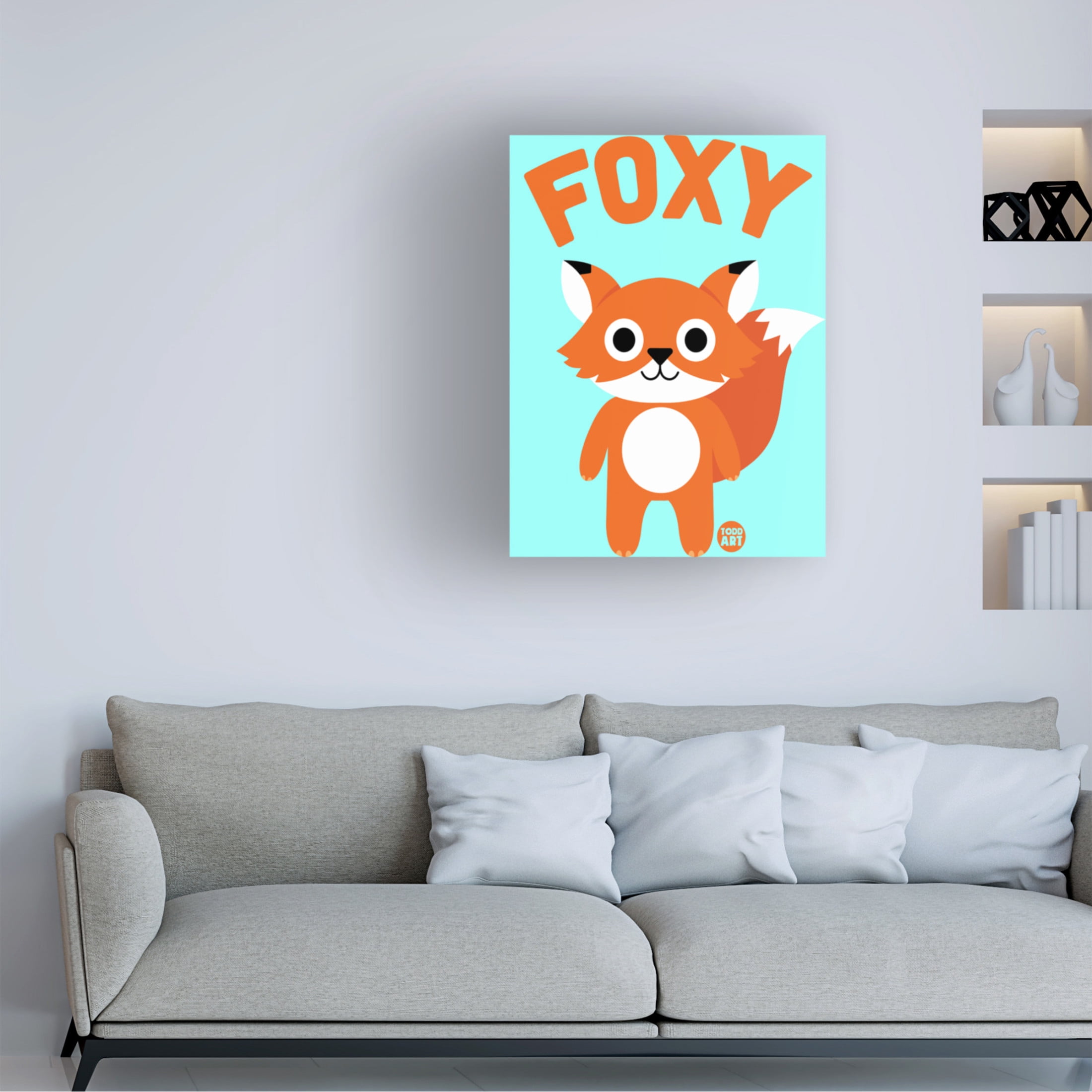 Canvas Wall Art - toddart 'Foxy Fox' Wall Art for Living Room, Bedroom, or Office Décor by Trademark Fine Art - 35 x 47 Inches