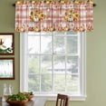 thumbnail image 3 of Fall Curtain Valances for Windows, Kitchen Valance Window Treatments Panel 2 Pack, Thanksgiving Sunflower Pumpkins Botanical Plaid Rod Pocket Short Curtains for Bathroom Bedroom 42 x 12 Inch, 3 of 8