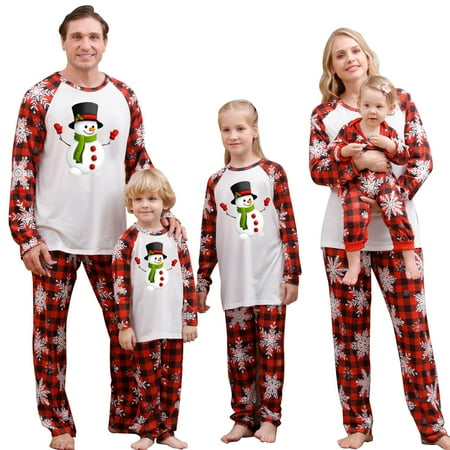 

Penkiiy Matching Family Pajamas Sets Christmas PJ s with Letter and Plaid Printed Long Sleeve Tee and Bottom Loungewear Red XL