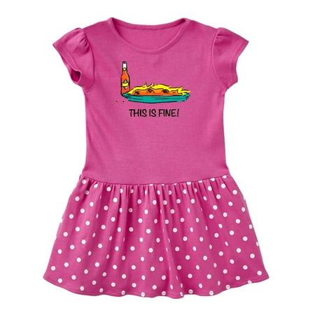 

Inktastic This is Fine! Burning Hot Sauce Gift Toddler Girl Dress