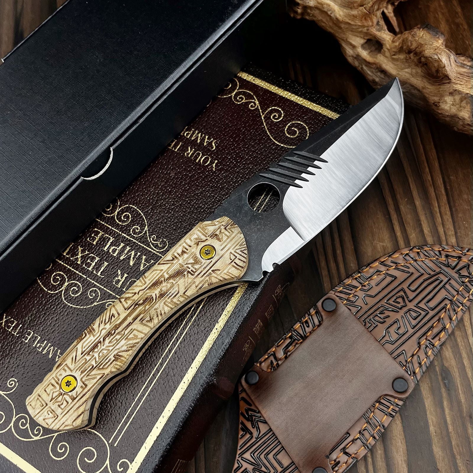 Multipurpose Fixed Blade Utility Knife - 8Cr13Mov Steel Blade with Engraved G10 Handle, Sheath for Home, Office & Light Outdoor Tasks
