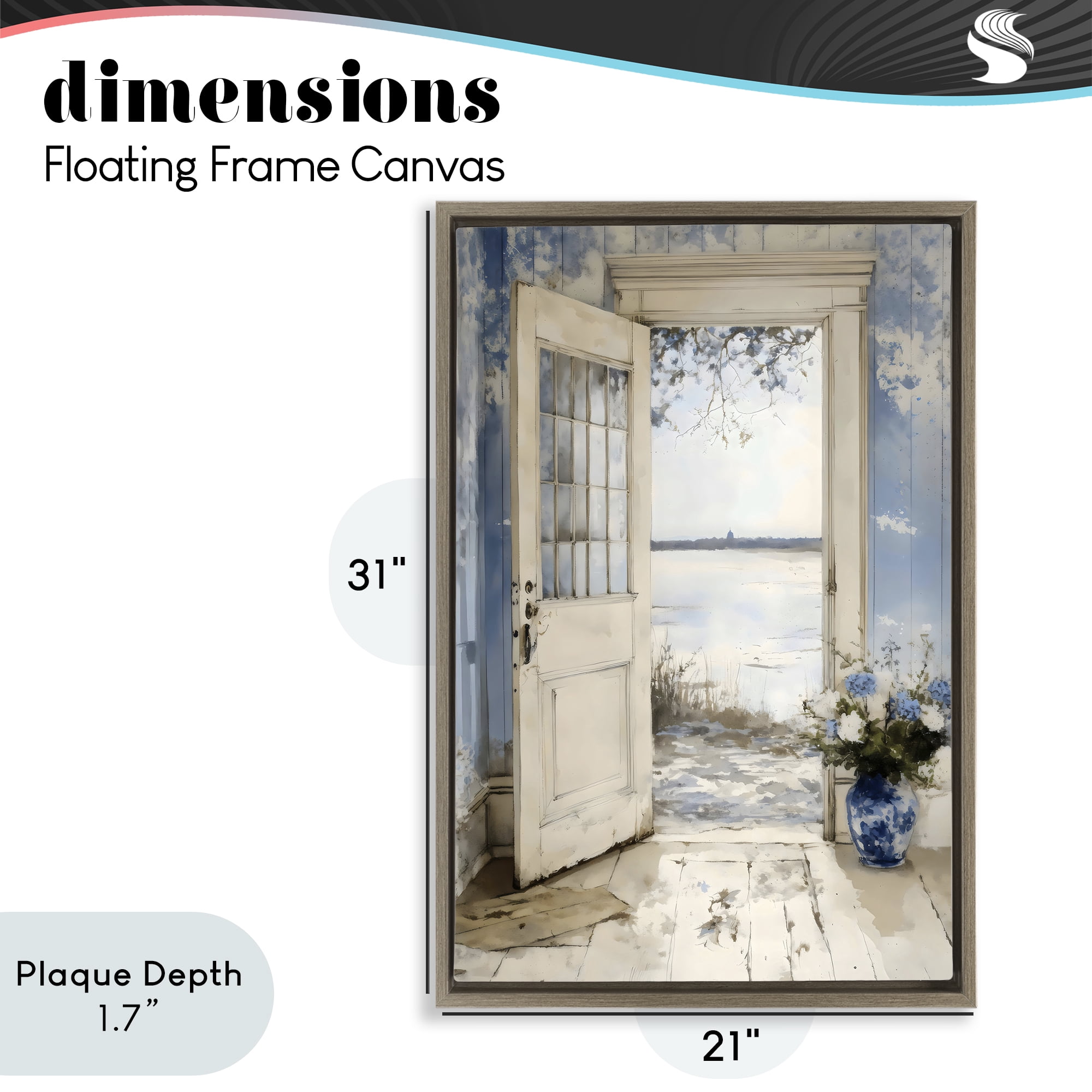 Stupell Industries Blue Country Cottage Doorway Brown Framed Floater Canvas Wall Art, design by LSR Design Studio