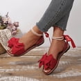 thumbnail image 4 of Xfvqtps Women Flat Sandals with Pearl Bowknot Straps Lace up Open Toe Non Slip for Summer Casual and Dressy Outfits, 4 of 9