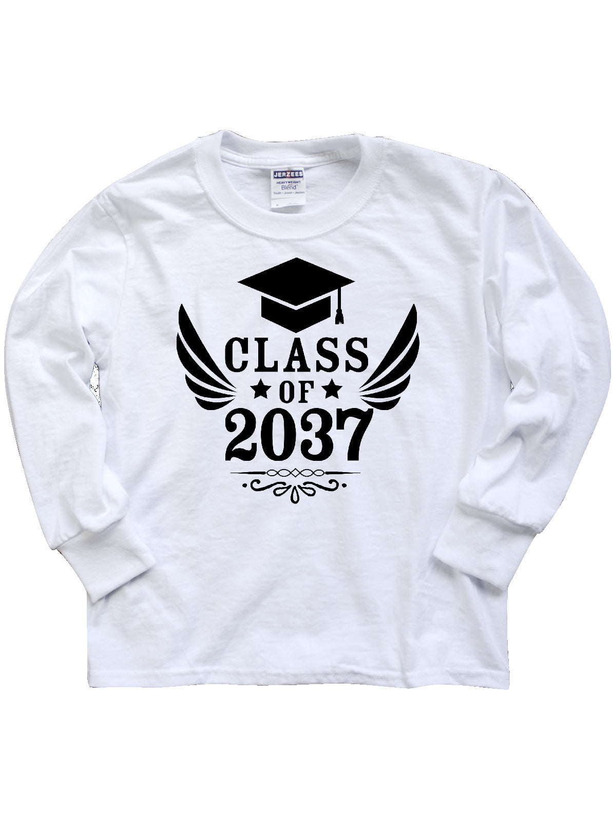 inktastic Class of 2033 with Graduation Cap and Wings Long Sleeve Creeper 