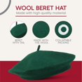 thumbnail image 6 of Minzimin Wool Beret Hat - Classic Stretchable - One Size Fits Most - Solid Color - Stylish Chic, 6 of 8
