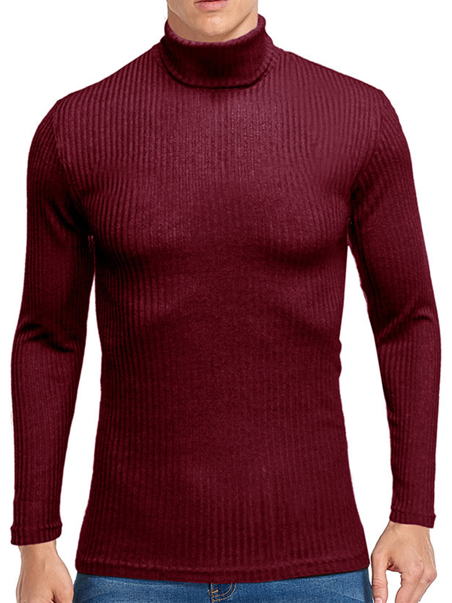 Men Boy Thermal Shirt Long Sleeve Tops Knitted Sweater Pullover High Neck Jumper 