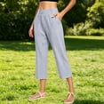 thumbnail image 4 of Only Moment Stretch Active Pants for Women 2 Pockets 7/8 Athletic Pants with Drawstring for Golf Travel Casual Grey,S, 4 of 8