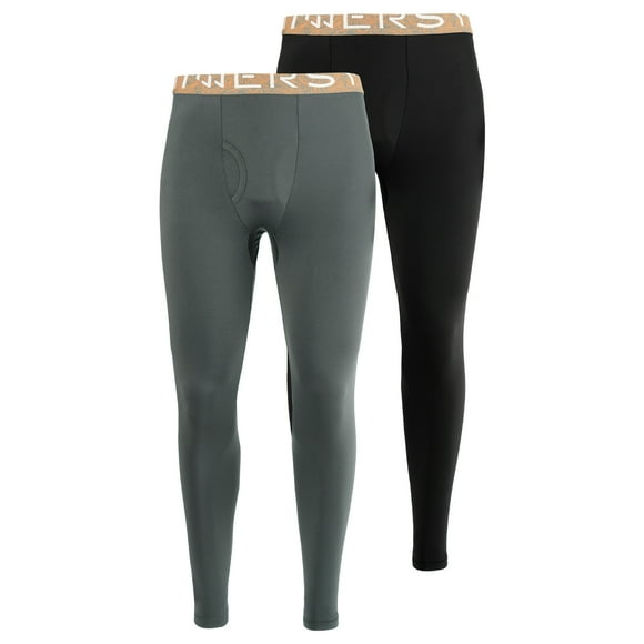 INNERSY Men's Lightweight Thermal Underwear Pants Long Johns Pants Base Layer 2-Pack(Large,Grey/Black)