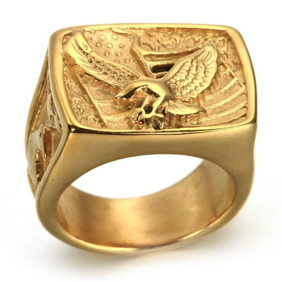 Vintage Stainless Steel Eagle Ring, Mens Geometric Style Ring, European and American Style, 23g Weight, 17mm