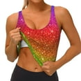 thumbnail image 4 of Lsque Rainbow Glitter Printed Women'S Sports Bra, Compression, Moisture Wicking, High-Impact Sports Bra For Women,Supportive sports bra-X-Large, 4 of 9