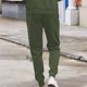 thumbnail image 5 of Pantalones largos de moda para hombre, de color liso, cómodos, informales, con cordón para fitness., 5 of 5