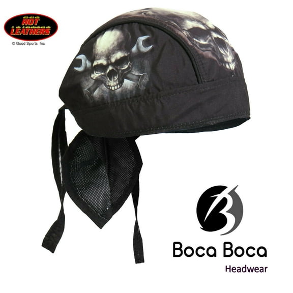 Headwrap SKULL, WRENCH & BONES Hot Leathers Premium Bandana Du-Rag Sweatband