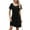 Black, variant on Women's Pleated Front Round Neck Swing Dress with Pockets Ruched Stretch 65% rayon 30% polyester 5% spandex Easy Care
