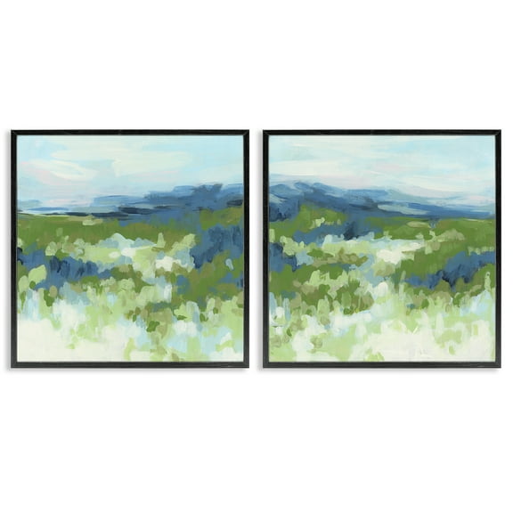 Stupell Industries Abstract Overgrown Field Landscape & Nature Painting Black Framed Art Print Wall Art, 12 x 12, Set of 2