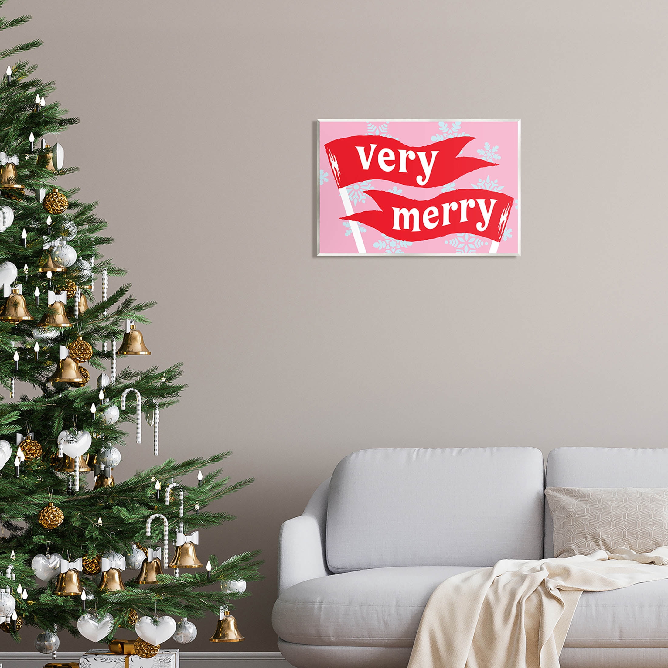 Very Merry Bold Holiday Flags Holiday Graphic Art Unframed Art Print Wall Art