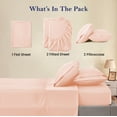 thumbnail image 4 of 5-Piece Split King Sheet Set for Adjustable Bed – 400 Thread Count, Soft & Durable 100% Egyptian Cotton, Peach Stripe Pattern, Fits Up to 18-Inch Deep Pockets, 4 of 5