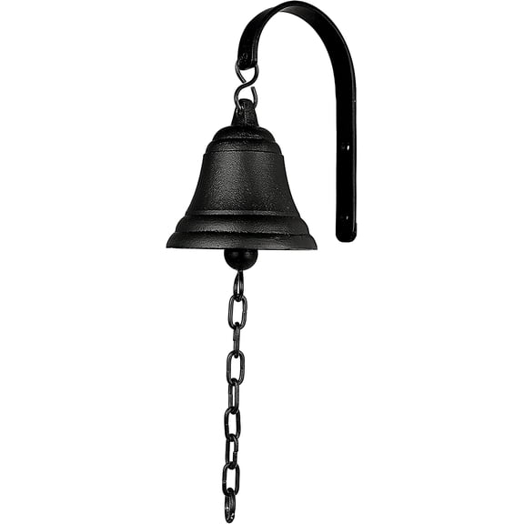 Vintage Cast Iron Dinner Bell as Entry Door Bell, Outside Hanging Decor or Indoor Decoration Wall Antique Farm and Front Gate Bell, Black