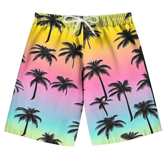 Odeerbi 7-14 Años Niños Pantalones Cortos de Hawaiano Pantalones de Baño En Seco Rápido Pantalones Cortos de Tabla de Playa Pantalones Cortos de Natación Deportivos de Cintura Ajustable