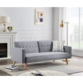 thumbnail image 2 of Convertible Futon Sofa Bed with Pillow, Modern Tufted Linen Upholstered Sleeper Sofa Couch with Adjustable Backrest & Wood Tapered Legs, Folding Loveseat Reclining Sofa, Accent Sofa for Office, Gray, 2 of 7