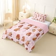 thumbnail image 2 of Erosebridal Brown Cartoon Capybaras Twin Comforter Sets For Kids,Pink Bow Cute Bowknot Bedding Set For Bowtie Girls ,Reversible Pink 2 Pieces, 2 of 7