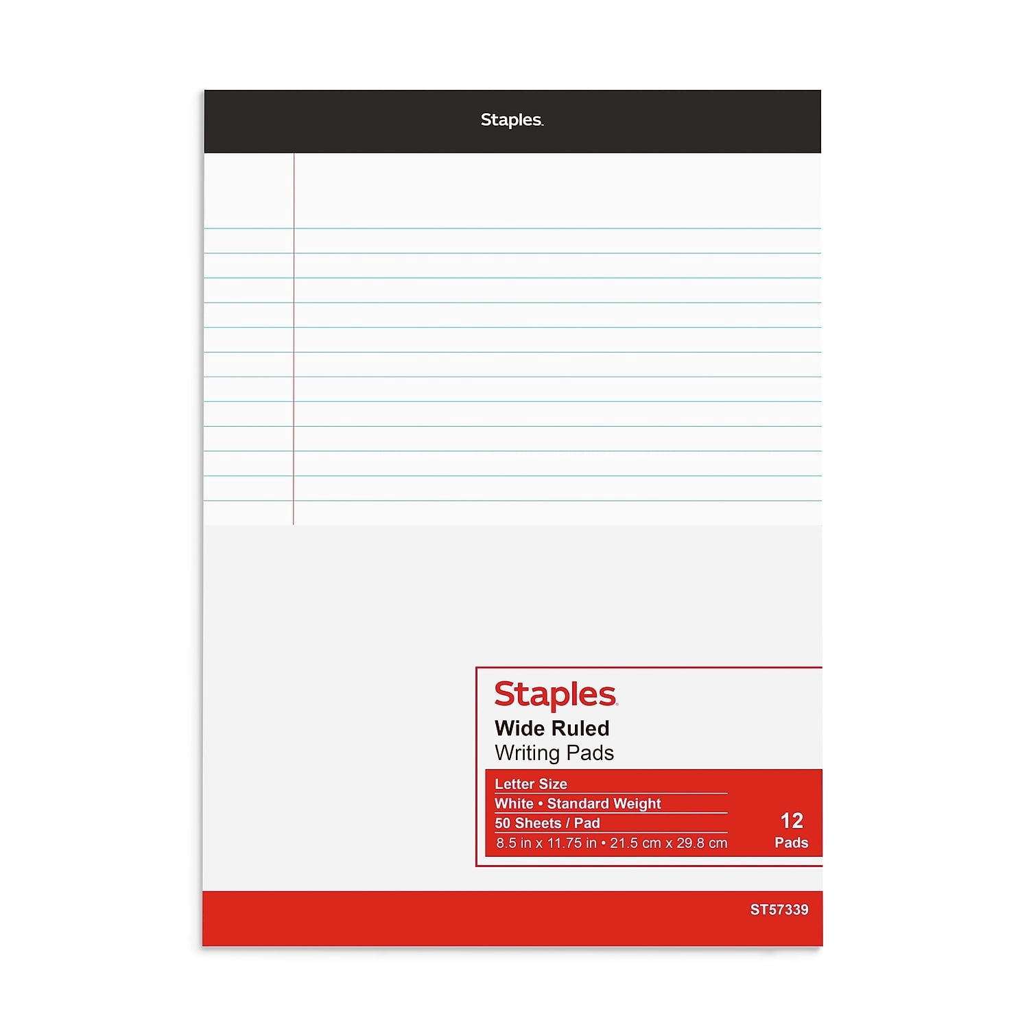 Staples Notepads 8.25" x 11.75" Wide White 50 Sh./Pad 72 Pads/PK TR57339CT